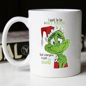 Christmas Mug Gift I Want to be a Nice Person Christmas Grinch Funny Mug